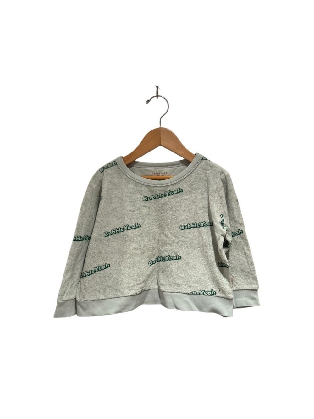 TINYCOTTONS Kids Green Terrry Boxy Sweatshirt - size 4
